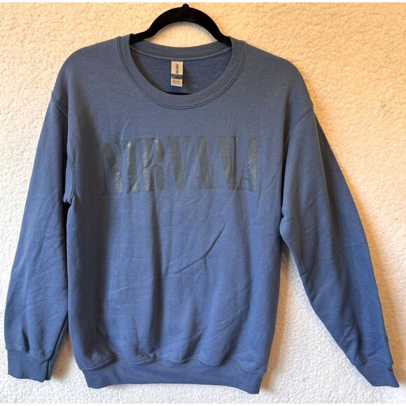 Nirvana‎ Sweatshirt Blue Size S Glidan Heavy Blend Smiley NWOT - Picture 1 of 8